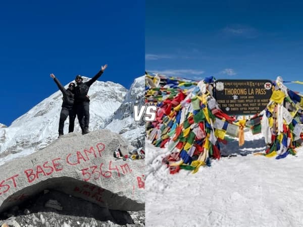 Everest Base Camp with prayer flags at 5,364 metres