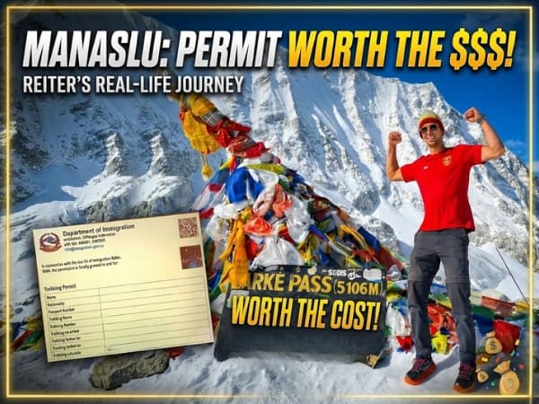 Manaslu Circuit trail in the Budhi Gandaki valley, Nepal