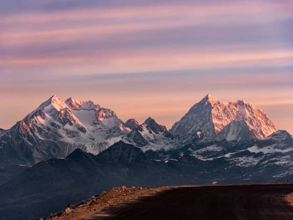 Sunrise over Annapurna South and Machhapuchhre from Tadapani