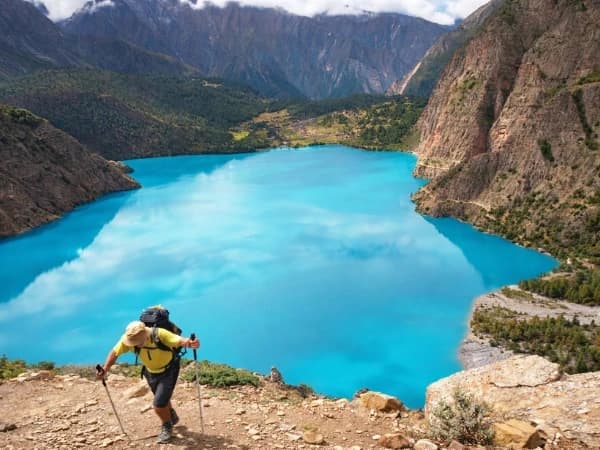 Shey Phoksundo Lake in Dolpo, Nepal, reached on foot from Dunai