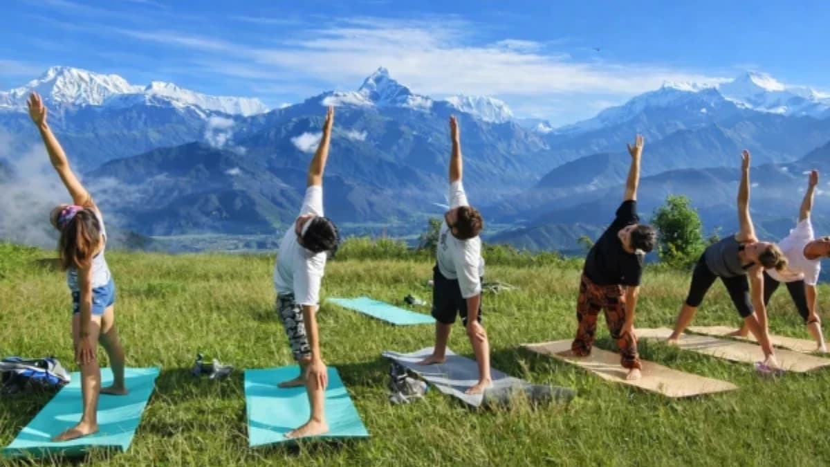 Group of people having Yoga