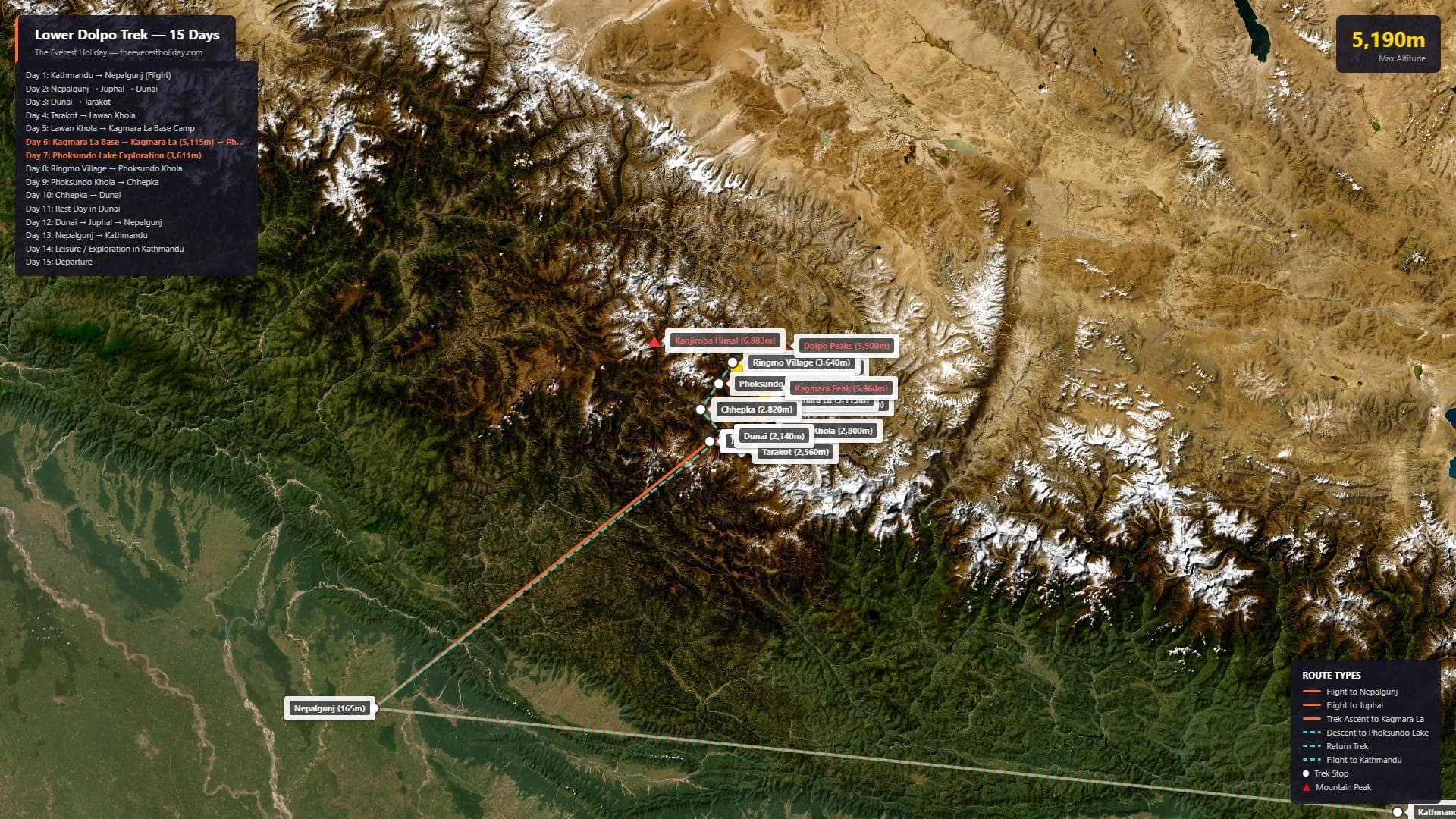 Lower Dolpo Circuit Trek Route Map Nepal