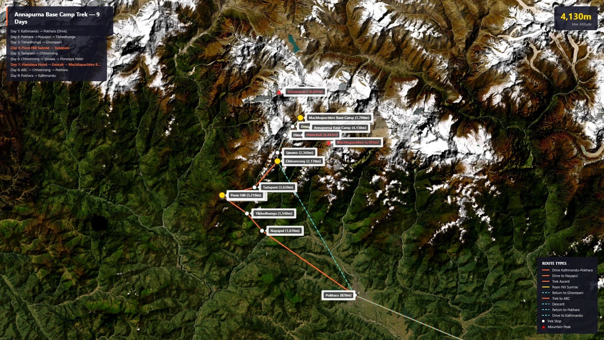 Annapurna Base Camp Trek Route Map Nepal