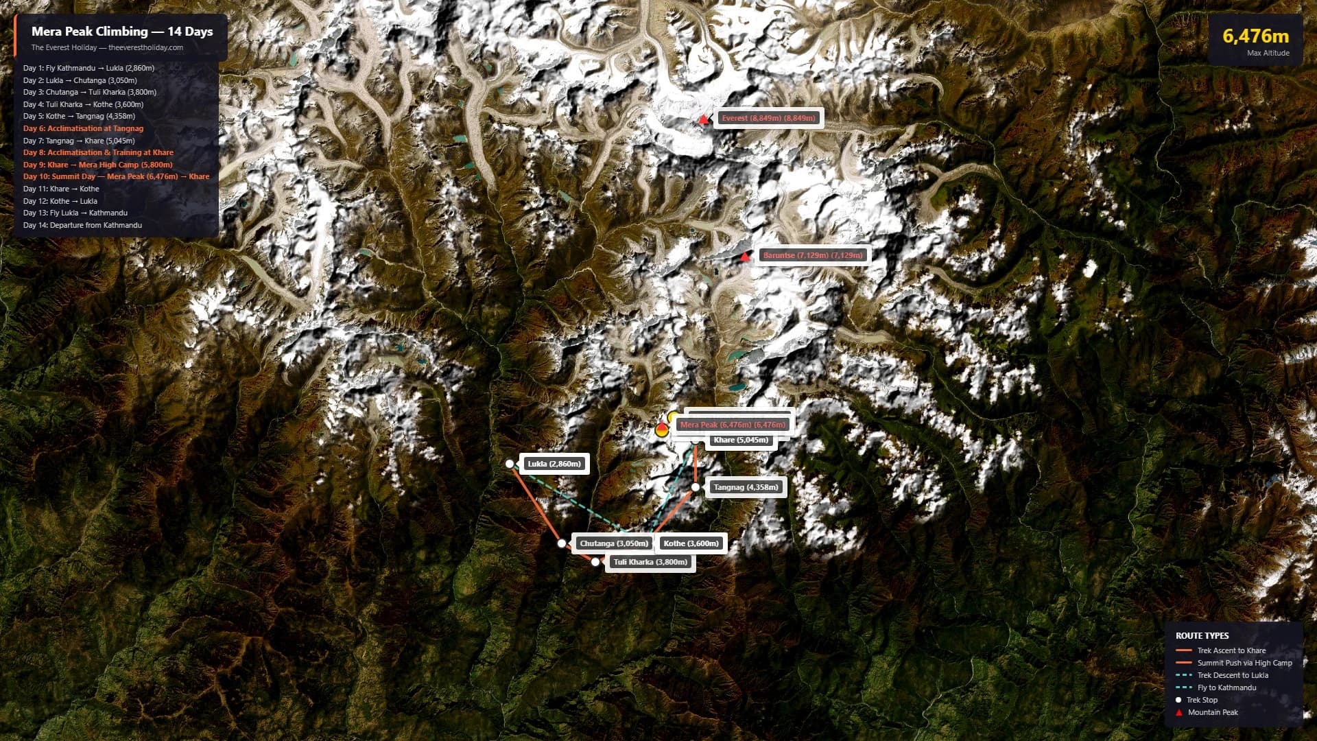 Mera Peak Climbing Route Map Nepal