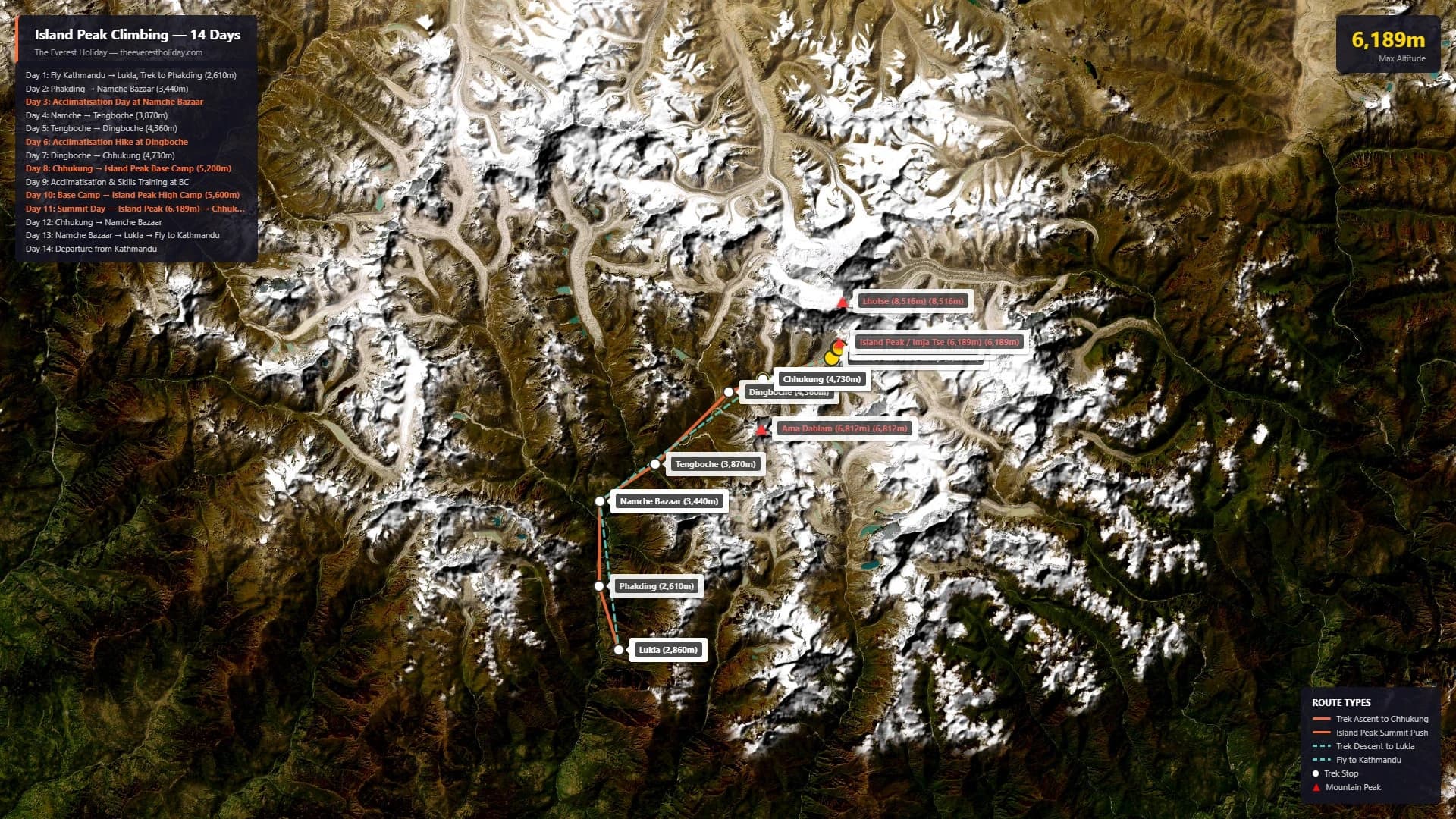 Island Peak Climbing Route Map Nepal
